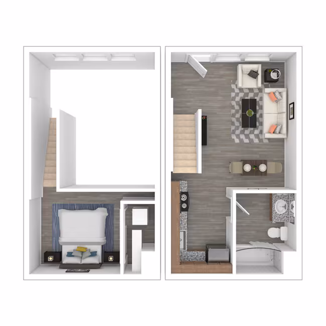 One Bedroom Loft 1305 floor plan